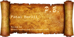 Patai Berill névjegykártya